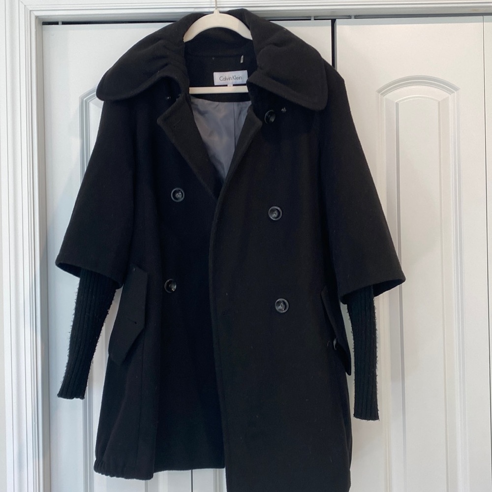Calvin Klein black trench coat size 8